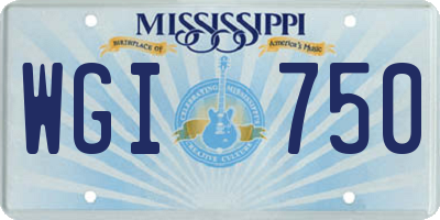 MS license plate WGI750