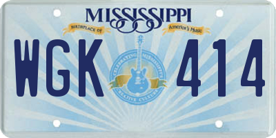 MS license plate WGK414