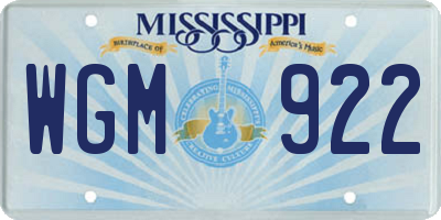 MS license plate WGM922