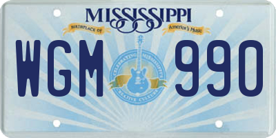 MS license plate WGM990