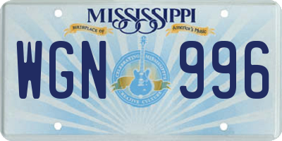 MS license plate WGN996