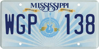 MS license plate WGP138