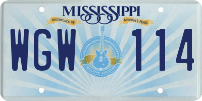 MS license plate WGW114