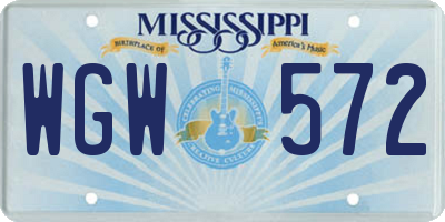 MS license plate WGW572