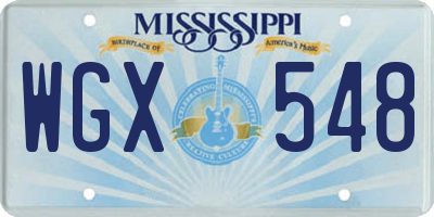 MS license plate WGX548