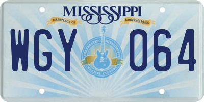 MS license plate WGY064