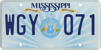 MS license plate WGY071