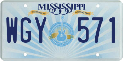 MS license plate WGY571