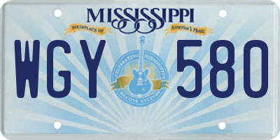 MS license plate WGY580