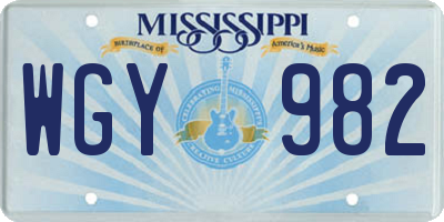 MS license plate WGY982