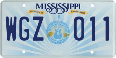 MS license plate WGZ011