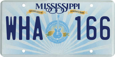 MS license plate WHA166