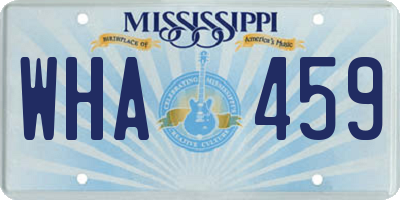 MS license plate WHA459