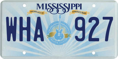MS license plate WHA927