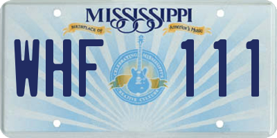 MS license plate WHF111