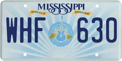 MS license plate WHF630