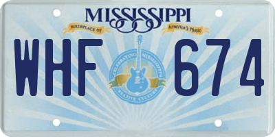 MS license plate WHF674