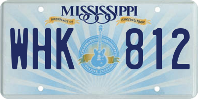 MS license plate WHK812