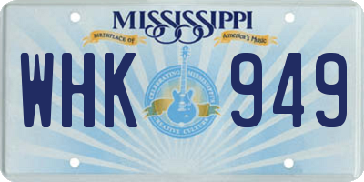 MS license plate WHK949