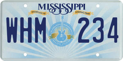 MS license plate WHM234