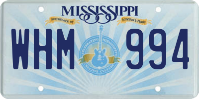 MS license plate WHM994