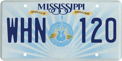 MS license plate WHN120