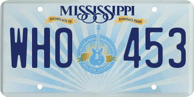 MS license plate WHO453