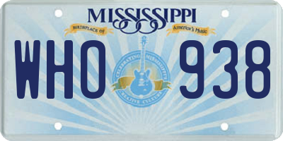 MS license plate WHO938