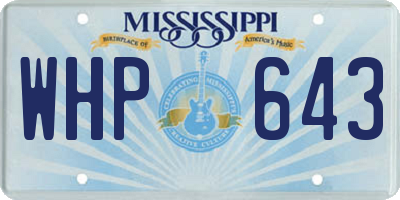 MS license plate WHP643