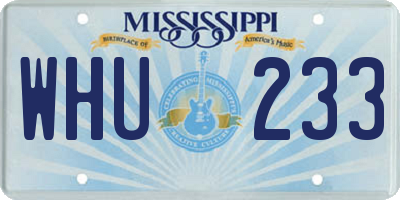 MS license plate WHU233