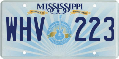 MS license plate WHV223