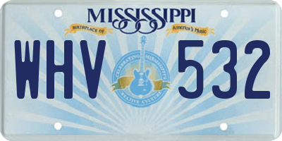MS license plate WHV532