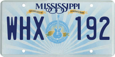 MS license plate WHX192