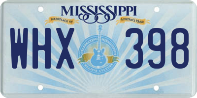 MS license plate WHX398