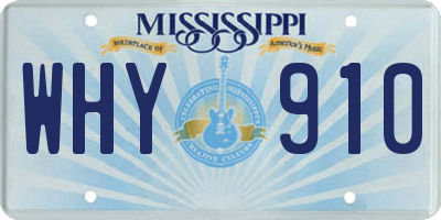 MS license plate WHY910