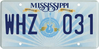 MS license plate WHZ031