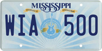 MS license plate WIA500