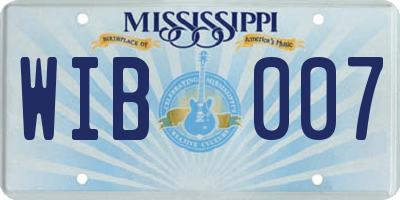 MS license plate WIB007