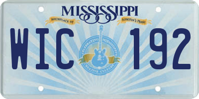 MS license plate WIC192