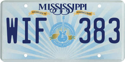 MS license plate WIF383