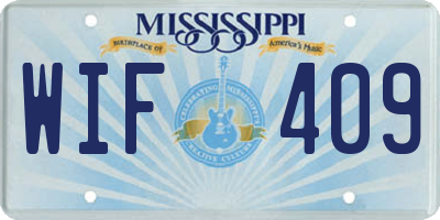 MS license plate WIF409