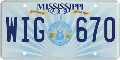 MS license plate WIG670