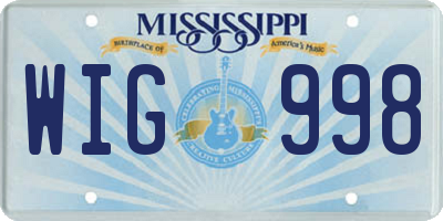 MS license plate WIG998