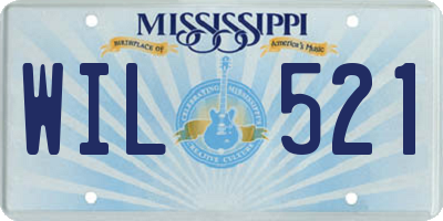 MS license plate WIL521