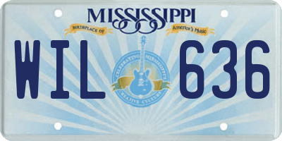 MS license plate WIL636