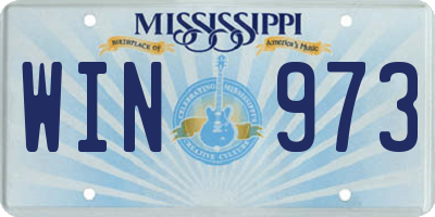 MS license plate WIN973