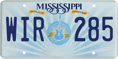 MS license plate WIR285