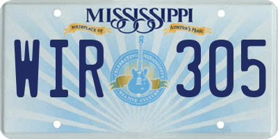 MS license plate WIR305