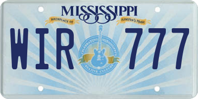 MS license plate WIR777
