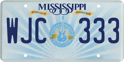 MS license plate WJC333